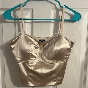 Express Satin Beige Bustier Top